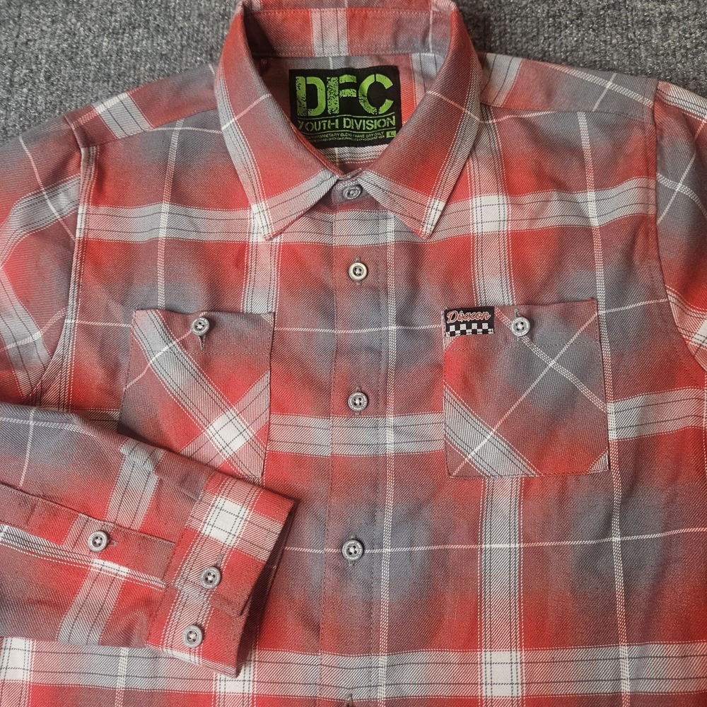 Dixxon boys Flannel Shirt Size Large DFC Youth Div Red Plaid